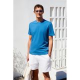 GRIMELANGE Mocassın Erkek %100 Pamuk Relaxed Fit Yuvarlak Yaka Kısa Kollu Mavi T-shirt
