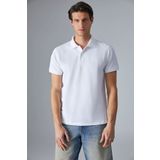 GRIMELANGE MONAGHAN Erkek Polo Yaka Relaxed Fit Patlı Düğmeli Kısa Kollu Beyaz T-Shirt
