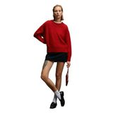 Grimelange NANNA Kadın Oversize Fit Yumuşacık Kaşmir Tuşesinde Bisiklet yaka Kalın Triko Kırmızı Kazak - L - XL