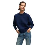 Grimelange NANNA Kadın Oversize Fit Yumuşacık Kaşmir Tuşesinde Bisiklet yaka Kalın Triko Lacivert Kazak - XS