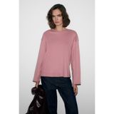 GRIMELANGE NEAT Kadın Organik Pamuklu Bisiklet Yaka Oversize Fit Uzun Kollu Pembe T-Shirt