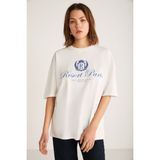 Grimelange Nephele Kadın Önü Yazılı Ekru T-Shirt - XS