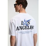 GRIMELANGE NIBBLE Erkek Oversize %100 Pamuk Baskılı Yuvarlak Yaka Beyaz T-Shirt