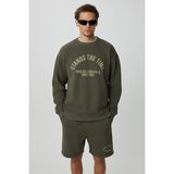 Grimelange Norton Erkek Yuvarlak Yaka 3 Iplik Haki Sweatshirt