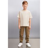 Grimelange OCTAVE Erkek Oversize Bej T-Shirt - 7 - 8 Yaş