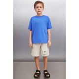 Grimelange OCTAVE Erkek Oversize Saks Mavi T-Shirt - 7 - 8 Yaş