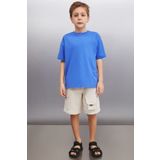 GRIMELANGE OCTAVE Erkek Oversize Saks Mavi T-Shirt
