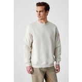 GRIMELANGE OLLIE Erkek Bisiklet Yaka Regular Uzun Kollu Nakış Detaylı Bej Sweatshirt