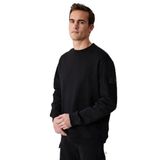 GRIMELANGE OLLIE Erkek Bisiklet Yaka Regular Uzun Kollu Nakış Detaylı Siyah Sweatshirt