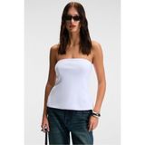 GRIMELANGE ORIANA Kadın Slim Fit Straplez Beyaz Bluz