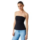 Grimelange Orıana Kadın Slim Fit Straplez Siyah Bluz, XL