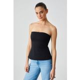 GRIMELANGE ORIANA Kadın Slim Fit Straplez Siyah Bluz