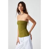 Grimelange Orıana Kadın Slim Fit Straplez Yeşil Bluz, XL