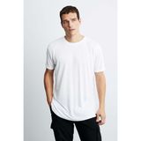Grimelange Oscar Erkek Comfort Fit Uzun Dökümlü Kumaş Beyaz T-shirt