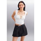 Grimelange Paolina Kadın Crop Ekru Bluz - XS