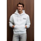 Grimelange PASCAL Erkek Kapüşonlu Kanguru Cepli Önü Ve Sırtı Baskılı Regular Fit Grimelanj Sweatshirt - XL