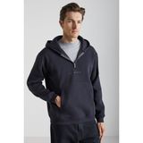 GRIMELANGE Pavle Erkek Kapüşonlu Kanguru Cepli Fermuar Yakalı Siyah Sweatshirt