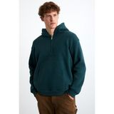 GRIMELANGE Pavle Erkek Kapüşonlu Kanguru Cepli Fermuar Yakalı Yeşil Sweatshirt