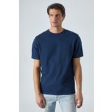 GRIMELANGE PELTZ Erkek Relaxed Bisiklet Yaka Kısa Kollu Lacivert T-Shirt
