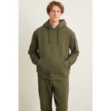 GRIMELANGE PERCIVAL Erkek 3 İplik İçi Şardonlu Süs Etiketi Detaylı Kanguru Cepli Kapüşonlu Sweatshirt