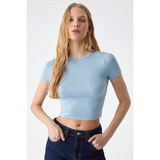 Grimelange Perssore Kadın Bisiklet Yaka Kısa Kol Mavi T-Shirt, XS