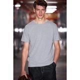 Grimelange Porec Erkek %100 Organik Pamuklu Yuvarlak Yakalı Regular Fit Grimelanj T-Shirt - Gri Melanj - 2XL