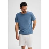 Grimelange Porec Erkek %100 Organik Pamuklu Yuvarlak Yakalı Regular Fit Indigo T-Shirt - İndigo