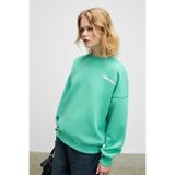 GRIMELANGE PRIENCE Kadın Yumuşak Kumaşlı Baskılı Ve Havlu Patchlı Yuvarlak Yaka Yeşil Sweatshirt