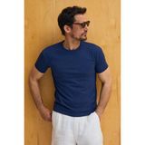 Grimelange Primor Lacivert Yumuşak ve Esnek Kumaşlı Organik Pamuklu Yuvarlak Yakalı Erkek T-Shirt