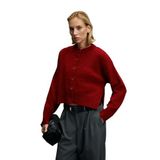 Grimelange PUREZA Kadın Yuvarlak Yakalı Uzun Kollu Düğmeli Yumuşak Dokulu Regular Fit Triko Kırmızı Kazak - L - XL