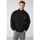 GRIMELANGE Radıant Erkek Yarım Fermuarlı Dik Yakalı Nakışlı Siyah Sweatshirt