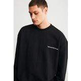 GRIMELANGE Raırok Erkek İçi Polarlı Comfort Oversize Nakışlı Siyah Sweat