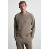 GRIMELANGE Raırok Erkek Içi Polarlı Comfort Oversize Nakışlı Vizon Sweatshirt