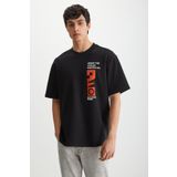GRIMELANGE Ramadanp008 Erkek %100 Pamuk Baskılı Siyah T-shirt