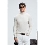 Grimelange REBEL Erkek Yarım Balıkçı Yaka Basic Slim Fit Triko Bej Kazak - XL