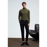 GRIMELANGE REBEL Erkek Yarım Balıkçı Yaka Basic Slim Fit Triko Haki Kazak