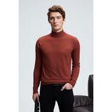 Grimelange REBEL Erkek Yarım Balıkçı Yaka Basic Slim Fit Triko Kiremit Rengi Kazak - 2XL