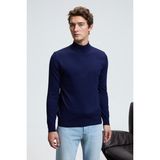 Grimelange REBEL Erkek Yarım Balıkçı Yaka Basic Slim Fit Triko Lacivert Kazak - 2XL
