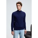 GRIMELANGE REBEL Erkek Yarım Balıkçı Yaka Basic Slim Fit Triko Lacivert Kazak