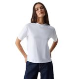 Grimelange Remsos Kadın Oversize Bisiklet Yaka Kısa Kol Beyaz T-Shirt, XL