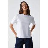 GRIMELANGE REMSOS Kadın Oversize Bisiklet Yaka Kısa Kol Beyaz T-Shirt