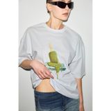 GRIMELANGE RIKI Kadın Yumuşak Kumaşlı %100 Organik Pamuklu Yuvarlak Yaka Kısa Kol Beyaz T-Shirt