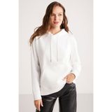 GRIMELANGE RITIKA Kadın İçi Polarlı Yumuşacık Beyaz Sweatshirt