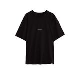 Grimelange River Erkek Nakış İşlemeli Oversize %100 Organik Pamuk Örme T-shirt, Siyah, 2XL