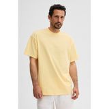 Grimelange Rıver Erkek Oversize Fit Bol Kesim Nakış Işlemeli Basic Örme Açık Sarı T-Shirt
