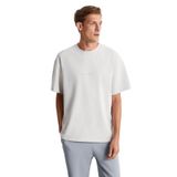 Grimelange River Erkek Oversize Fit Bol Kesim Nakış İşlemeli Basic Örme T-shirt, Taş Rengi, XL