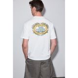 GRIMELANGE ROOMY Erkek %100 Organik Pamuklu Yuvarlak Yakalı Baskı Detaylı Comfort Fit Beyaz T-Shirt