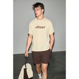 GRIMELANGE ROUGH Erkek %100 Organik Pamuklu Kontrast Biyeli Baskı Detaylı Regular Fit Sarı T-Shirt