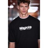 GRIMELANGE ROUGH Erkek %100 Organik Pamuklu Kontrast Biyeli Baskı Detaylı Regular Fit Siyah T-Shirt