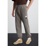 Grimelange Rowan Erkek Organik Pamuklu Relaxed Fit Içi Polarlı Süs Etiketli Jogger Gri Eşofman Altı